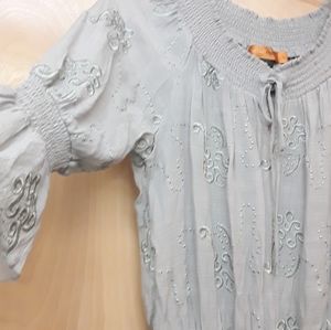 Grey Embroidered Peasant top L
